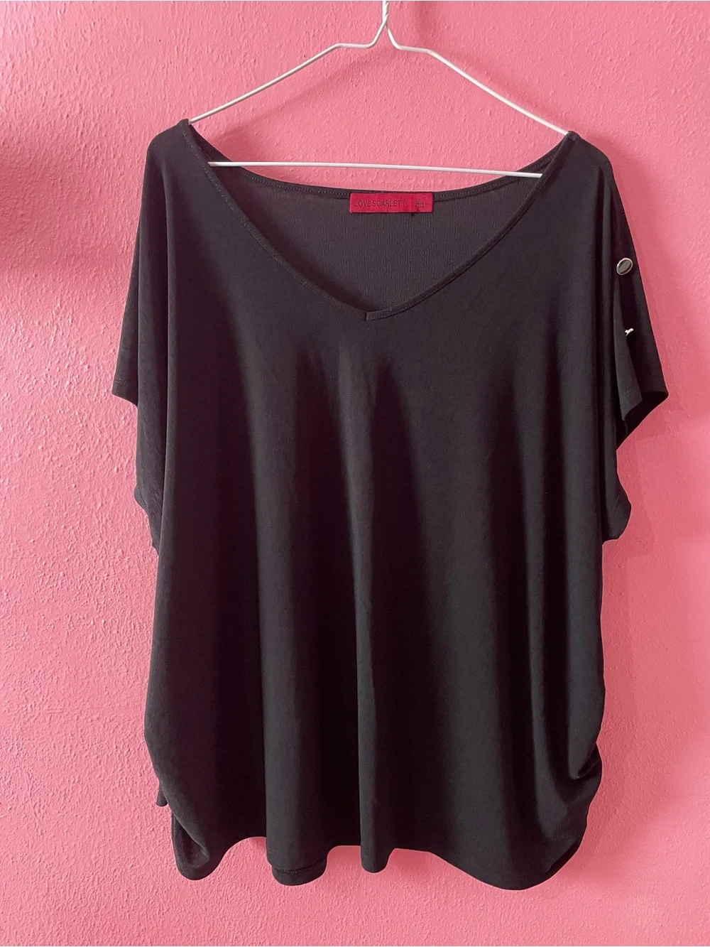 Love Scarlett Black V-Neck Short Sleeve Dolman Top